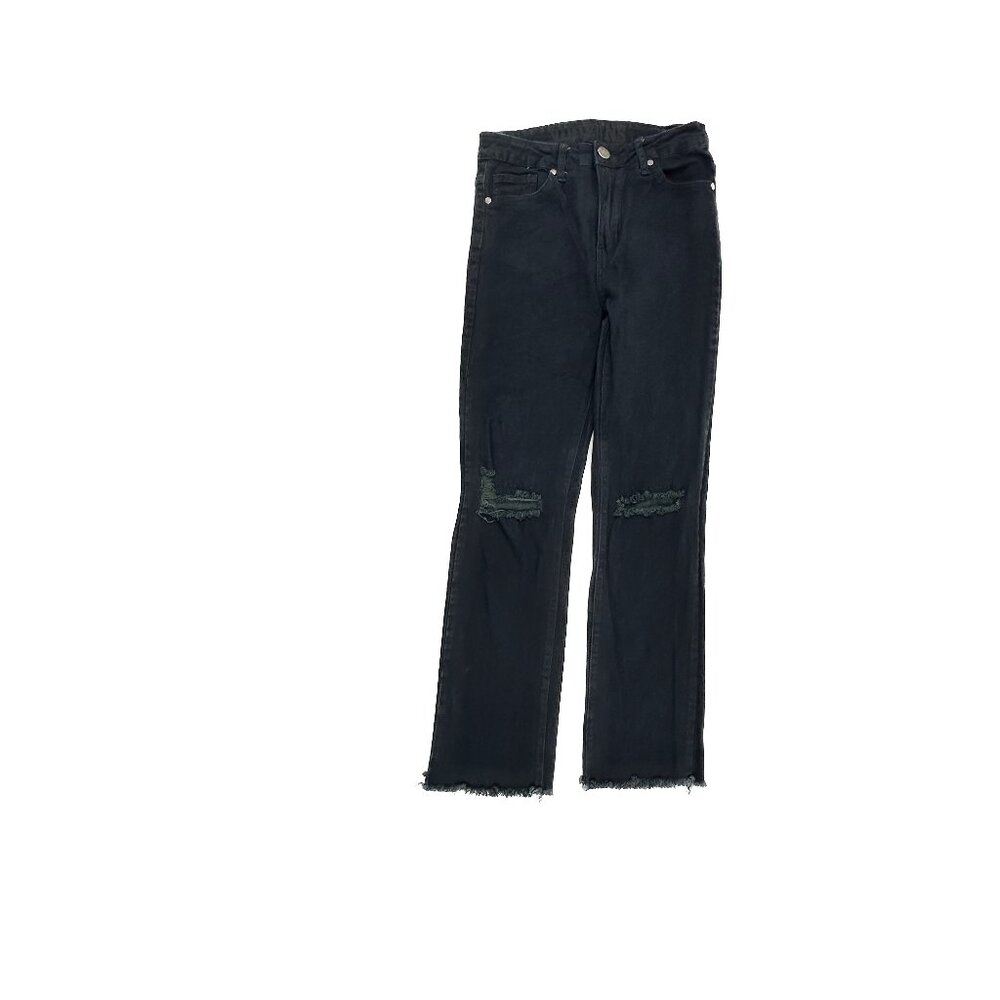 VIP Distressed Raw Hem Straight Women's size 5 Dark Wash Blue Denim Jeans‎